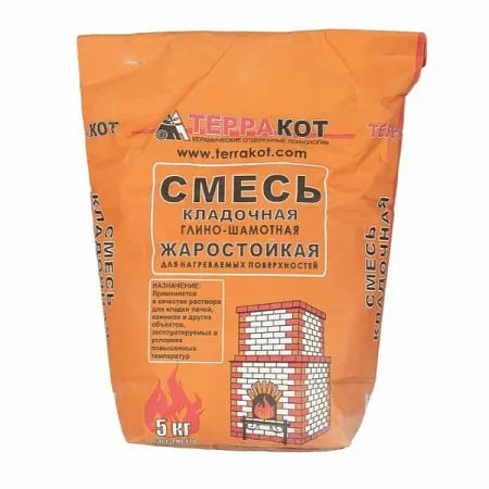 Кладочная смесь глино-шамотная жаростойкая ТЕРРАКОТ, 5кг  на сайте Стройсервис
