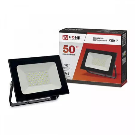 Прожектор сд СДО-7 50Вт 230В 6500К IP65 черный IN HOME на сайте Стройсервис
