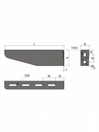 Консоль с опорой 300мм KSP300 LO2894 КМ-Профиль