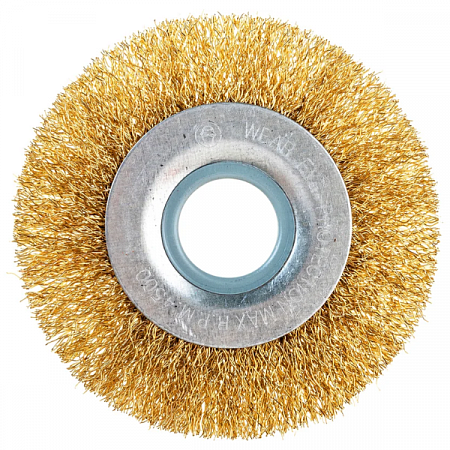 Щетка крацовка дисковая (плоская) 100*22 латунь на сайте Стройсервис
