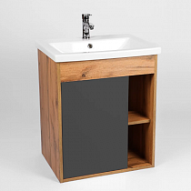 Тумба-умывальник VIANT "Бостон" 50 подвесная графит на сайте Стройсервис
