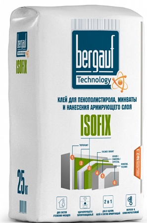 Клей для ППС и минваты Isofix  Bergauf, 25 кг, 1/56 на сайте Стройсервис
