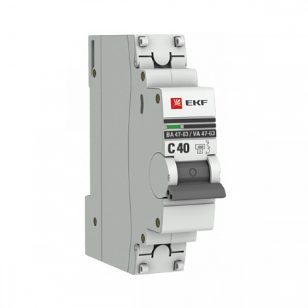Выключатель автоматический модульный 1п C 40А 4.5кА ВА 47-63 PROxima EKF mcb4763-1-40C-pro на сайте Стройсервис
