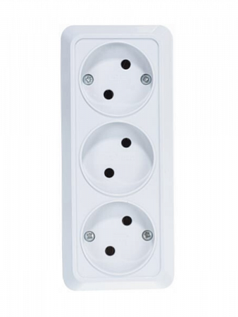 Розетка 3-м ОП Олимп 16А IP20 б/з белая 1160 UNIVersal  на сайте Стройсервис
