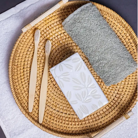 Стакан д/зубных щеток ВаннДерЛиф, керамика, цвет белый с бежевым рисунком 60710 Master House