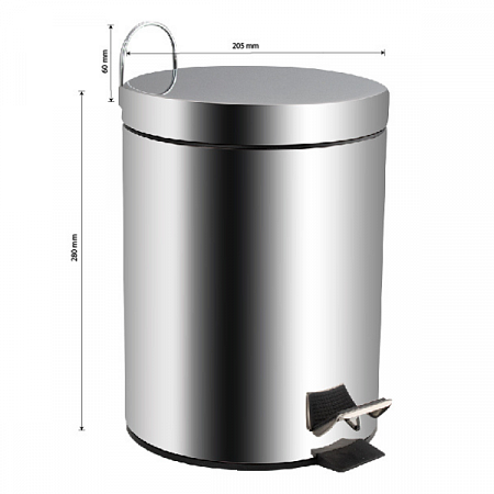 Ведро круглое пневматика 5л нерж. (хром с педалью) Санакс (5)