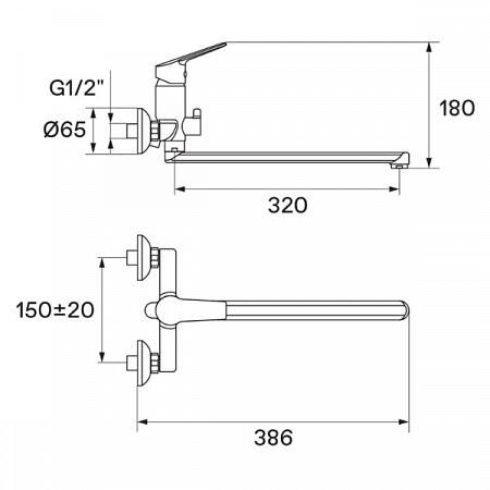 Смеситель для ванны Венга длинный излив, хром WH5A12003C001 Santek