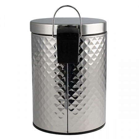 Ведро круглое ромбическое 5л нерж. (хром с педалью) Санакс (1)