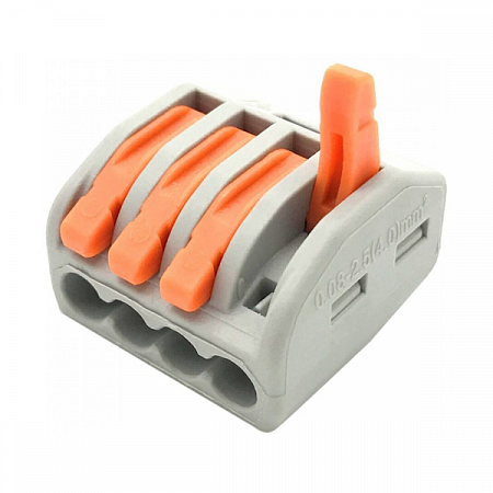 Строительно-монтажная клемма с рычажком 4 отверстия СК-414 (2,5мм2) TDM на сайте Стройсервис
