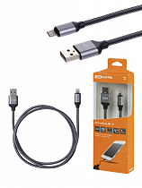Дата-кабель, ДК 12, USB - Lightning, 1 м, тканевая оплетка, серый, TDM на сайте Стройсервис
