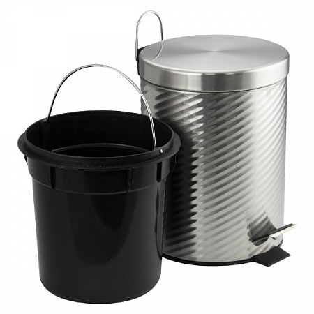 Ведро круглое 5л винтообразное нерж. (хром с педалью) Санакс (4)