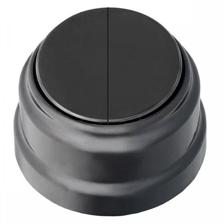 РЕТРО черный - выключатель 2-клавишный 10А О/У  СВЕТОПРИБОР на сайте Стройсервис
