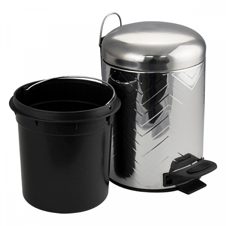 Ведро круглое с узором 5л нерж. (хром с педалью) Санакс (4)