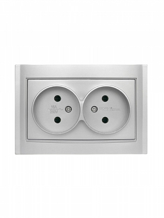 Розетка 2-м СП Бриллиант 16А IP20  без заземл. серебр. на сайте Стройсервис
