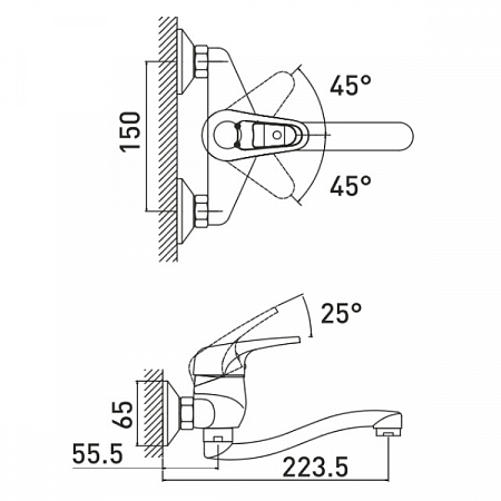 Смеситель для кухни настенный GROSS AQUA Optima 4548511-20S