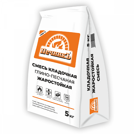 Смесь кладочная глино-песчаная жаростойкая ПечникЪ, 5 кг на сайте Стройсервис
