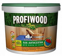 Лак антисептик для бань и саун PROFIWOOD влагостойкий водно-дисперсионный полиакриловый 0.9 л / 0.9 кг на сайте Стройсервис
