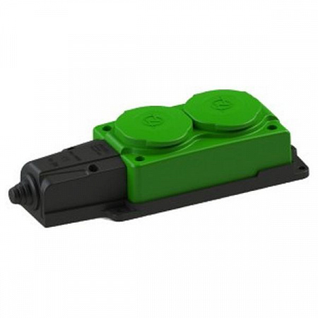 NE-AD колодка ОУ двойная 2 гн. с загл. каучук 2P+PE 1x16A 220-240V IP54 зеленый 4132 на сайте Стройсервис
