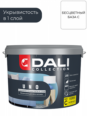 Краска Dali Collection UNO - 9 л. База С - краска для стен и потолков на сайте Стройсервис
