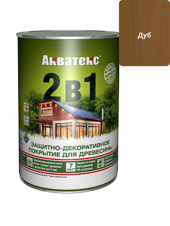 Защитно-декоративное покрытие для древесины Акватекс 2в1 дуб 0,8л на сайте Стройсервис
