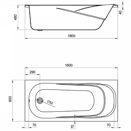 Ванна акриловая 1800х800 Касабланка XL (прямоугольная) 1WH302482 Santek (3)