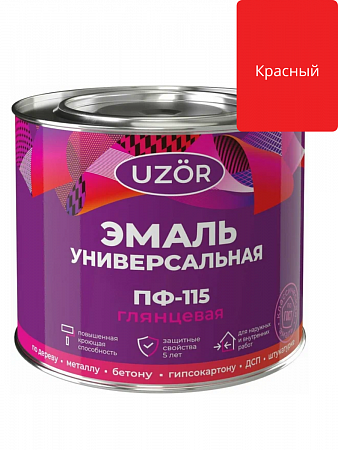 Эмаль ПФ-115 красная 1,8кг Узор *6/ Товар выведен из ассортимента на сайте Стройсервис
