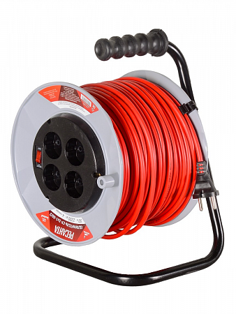 Удлинитель на катушке 4х50м б/з 10А 2200Вт с выкл. СУ-2х1-50/2 61/118/5 Ресанта на сайте Стройсервис
