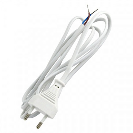 Шнур для бра 1,7м с плоской вилкой белый ШВВП 2х0,75 ШУ02  на сайте Стройсервис
