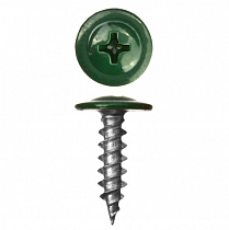 Саморез с пресcшайбой острый 4.2*13мм RAL 6005 Зелёный мох   на сайте Стройсервис

