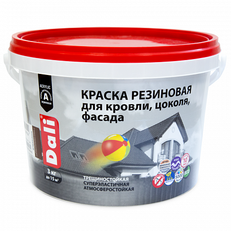 "DALI" краска резиновая для кровли, цоколя, фасада, база А - 3 кг на сайте Стройсервис

