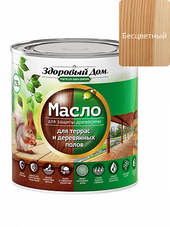 МАСЛО для террас, лестниц, полов 0,75л бесцветный Здоровый дом *6/ Товар выведен из ассортимента на сайте Стройсервис
