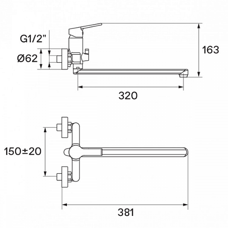 Смеситель для ванны Найра длинный излив, хром WH5A12001C001 Santek