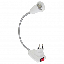 Переходник Е27 вилка гибкий 300мм с выключателем, белый, TDM на сайте Стройсервис
