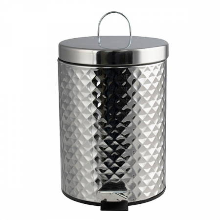 Ведро круглое ромбическое 5л нерж. (хром с педалью) Санакс (2)