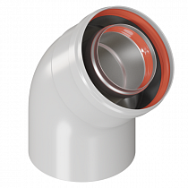 Колено коаксиальное промежуточное d60/100 х 45° на сайте Стройсервис
