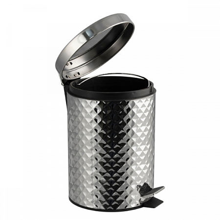 Ведро круглое ромбическое 5л нерж. (хром с педалью) Санакс (3)