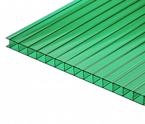 Сотовый поликарбонат  4мм ЗЕЛЁНЫЙ   Unipol  2,1м * 6,0 м   защитная плёнка с одной стороны 0,47 кг/м²  на сайте Стройсервис
