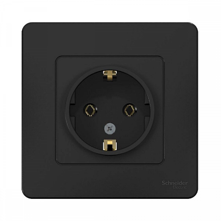 Розетка 1-м СП Blanca 16А IP20 250В с заземл. без защ. шторок антрацит  на сайте Стройсервис
