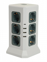 Удлинитель 12х1,5м с заземл. 3520Вт 3USB A + 1C 5V 3,4A, ПВС 3х1,0 белый 49991 STEKKER на сайте Стройсервис
