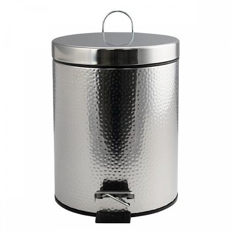 Ведро круглое шагреневое 5л нерж. (хром с педалью) Санакс (2)