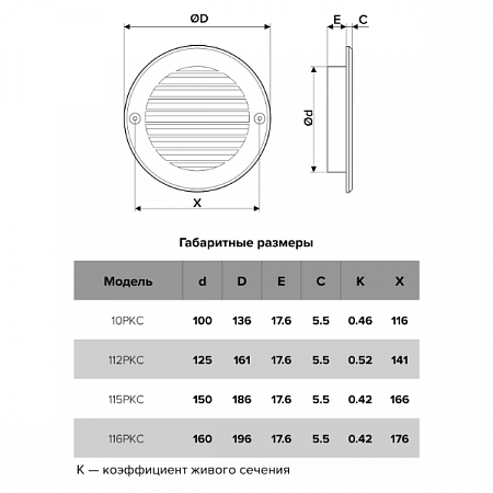 Решетка приточно-вытяжная с фланцем 12РКC пластик белый ERA (3)