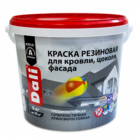 "DALI" краска резиновая для кровли, цоколя, фасада, база С - 6 кг на сайте Стройсервис
