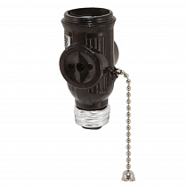 Переходник Е27 розетка карболитовый с выключателем черный TDM на сайте Стройсервис
