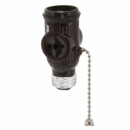 Переходник Е27 розетка карболитовый с выключателем черный TDM на сайте Стройсервис
