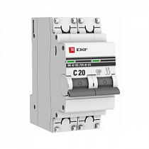 Выключатель автоматический PROxima EKF 2п С20А 4.5кА ВА47-63 mcb4763-2-20C-pro на сайте Стройсервис
