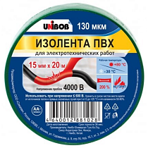Изолента 15мм*20м ПВХ зеленая UNIBOB на сайте Стройсервис

