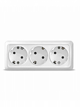 Розетка 3-м ОП Олимп 16А IP20 с/з белая 1161 UNIVersal на сайте Стройсервис
