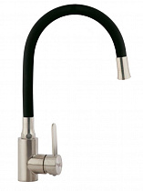 Смеситель для кухни с гибким изливом АК77105-7 Черный (без подводки)  нерж. AquaKratos  на сайте Стройсервис
