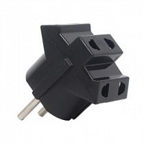 AY-KA разветвитель-переходник (тройник) 3 гн. 10A 250В плоская вилка черный (Турция)7914700 на сайте Стройсервис
