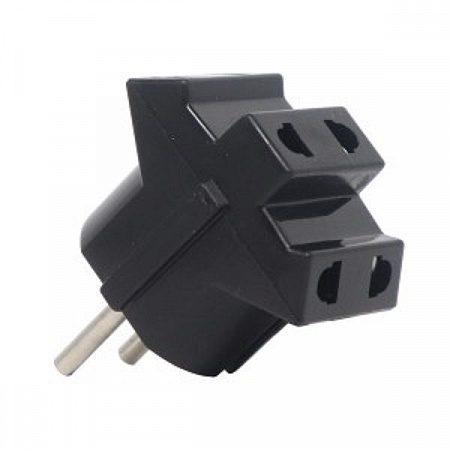 AY-KA разветвитель-переходник (тройник) 3 гн. 10A 250В плоская вилка черный (Турция)7914700 на сайте Стройсервис
